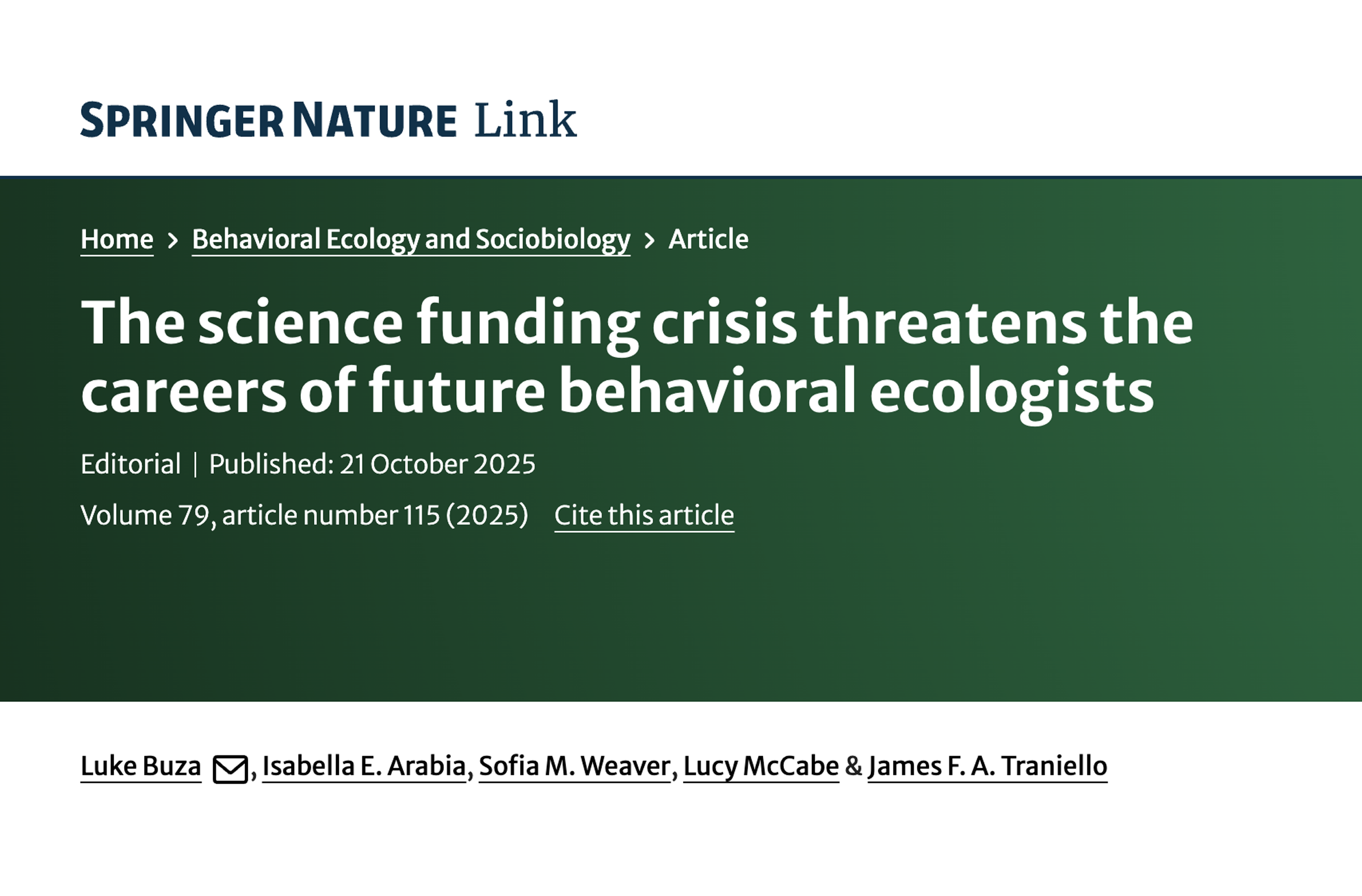 Speculating on the Future of Behavioral Ecology